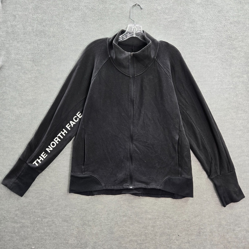 The North Face Women Jacket XL Black Flashdry Full Zip Logo Mock Neck Pockets